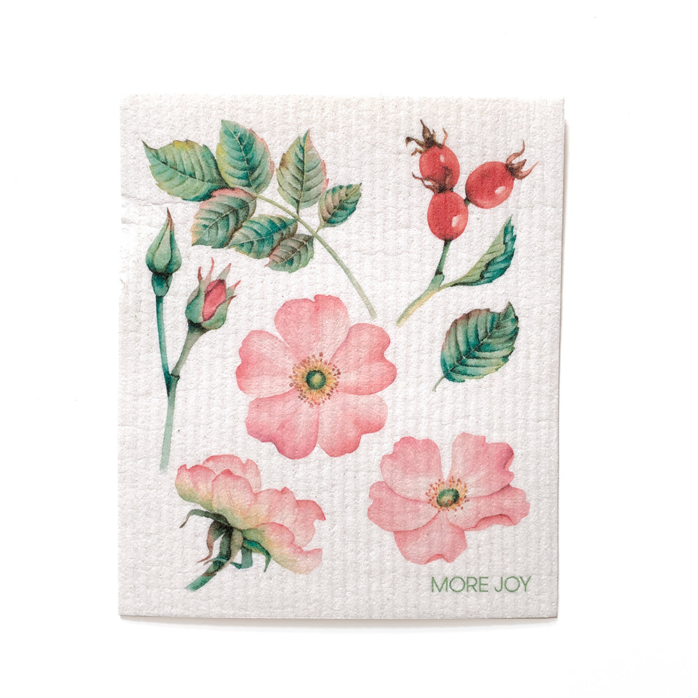 Pink Roses Swedish Dishcloth