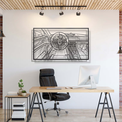 911 GT3 992 Driver's Cockpit Metal Frame Wall Art - MT1470