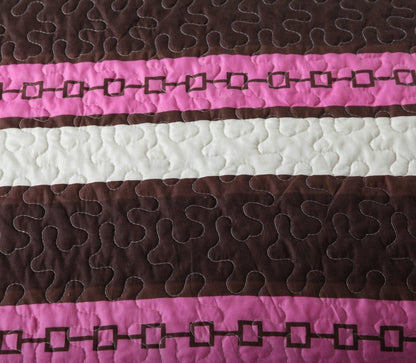 DaDa Bedding Bohemian Purple Blooms Floral Garden Pink Brown Bedspread Set (KBJ1629)