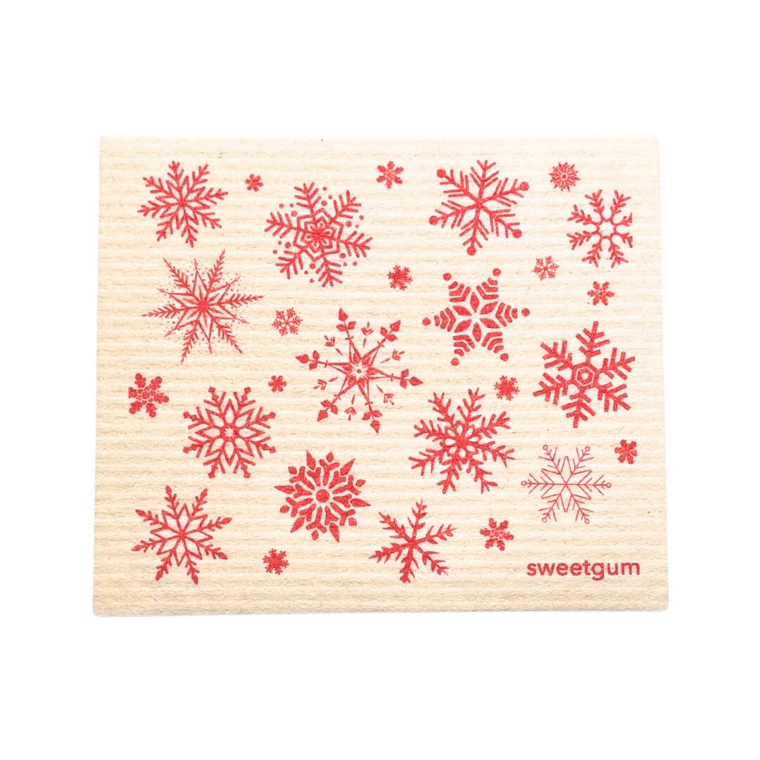 Red & White Nordic Snowflakes Swedish Dishcloth