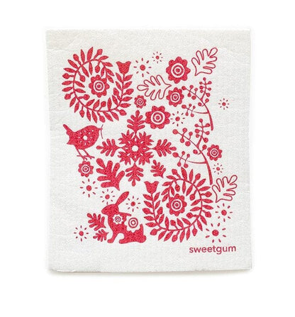 Small Red Bunny Rabbit Swedish Dishcloth