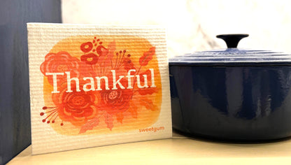 Thankful Swedish Dishcloth | Orange and Burgundy