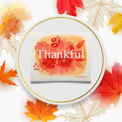 Thankful Swedish Dishcloth | Orange and Burgundy