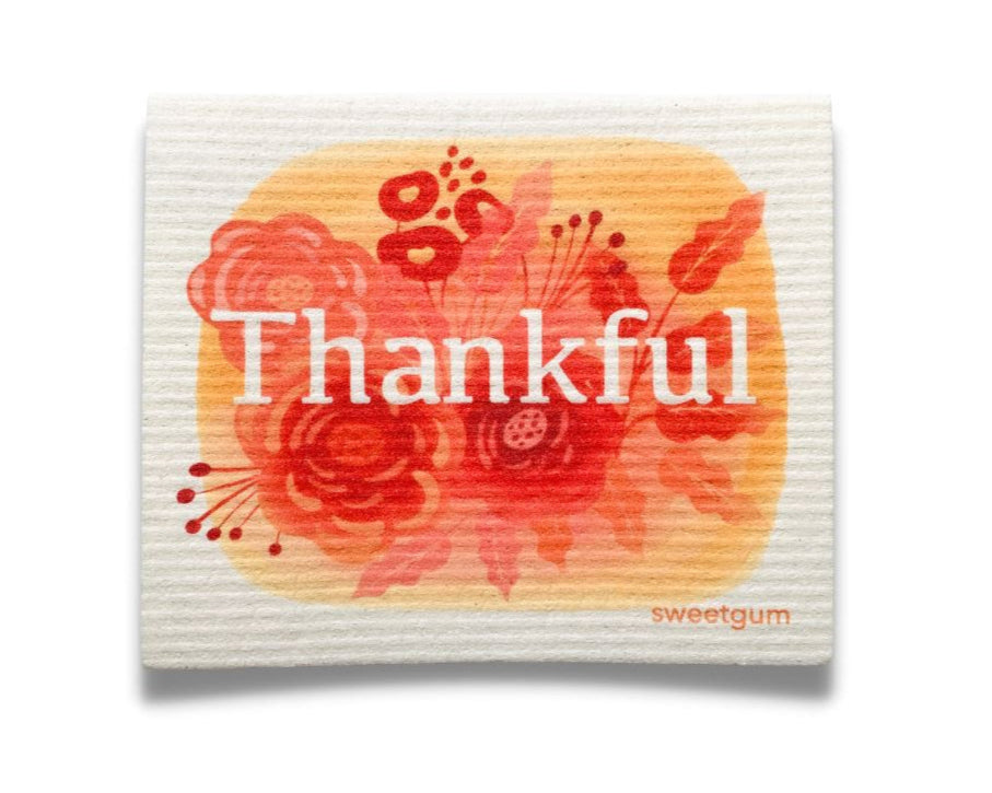 Thankful Swedish Dishcloth | Orange and Burgundy