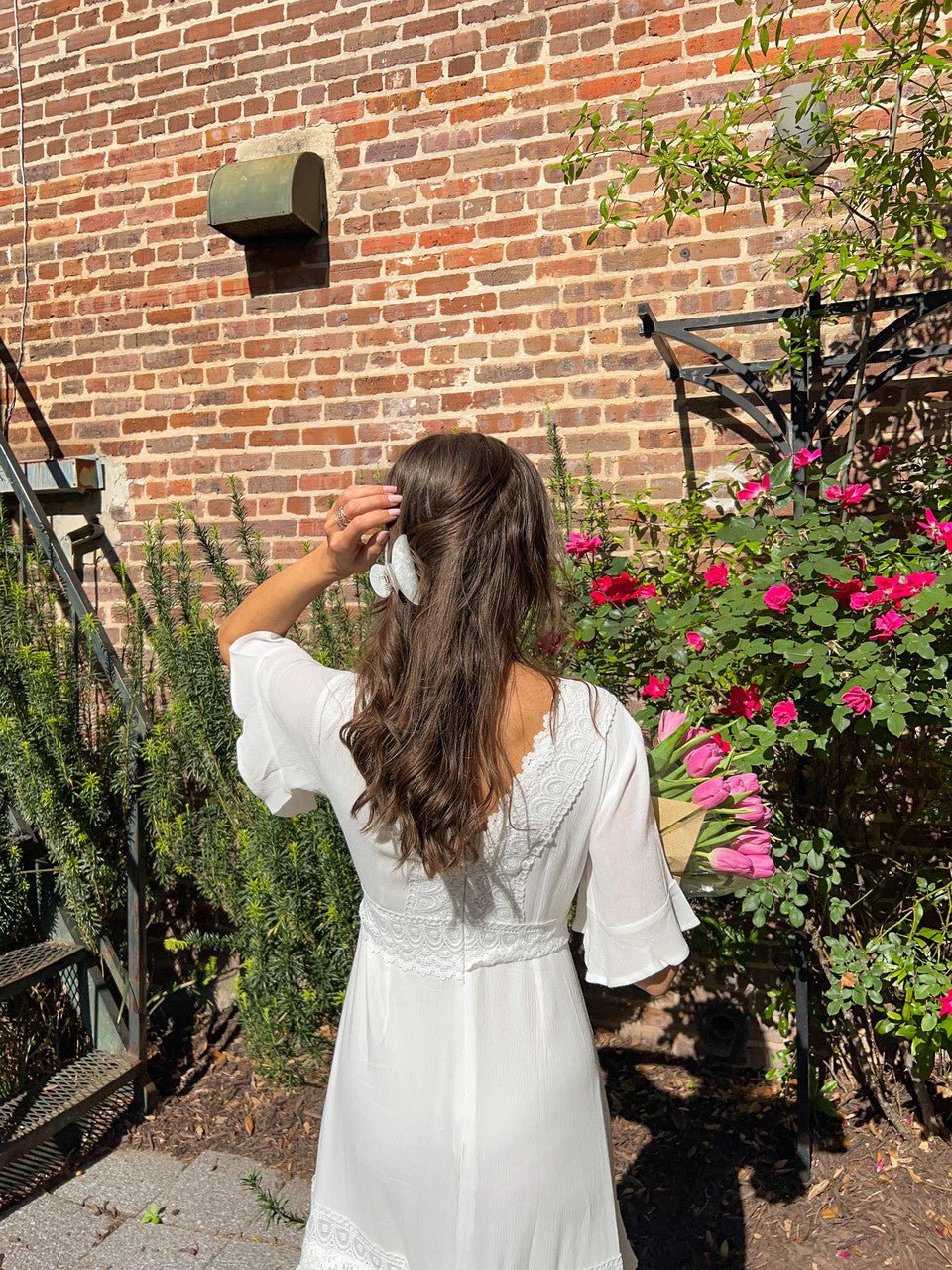 White Short Sleeve Lace Maxi Dress - FINAL SALE