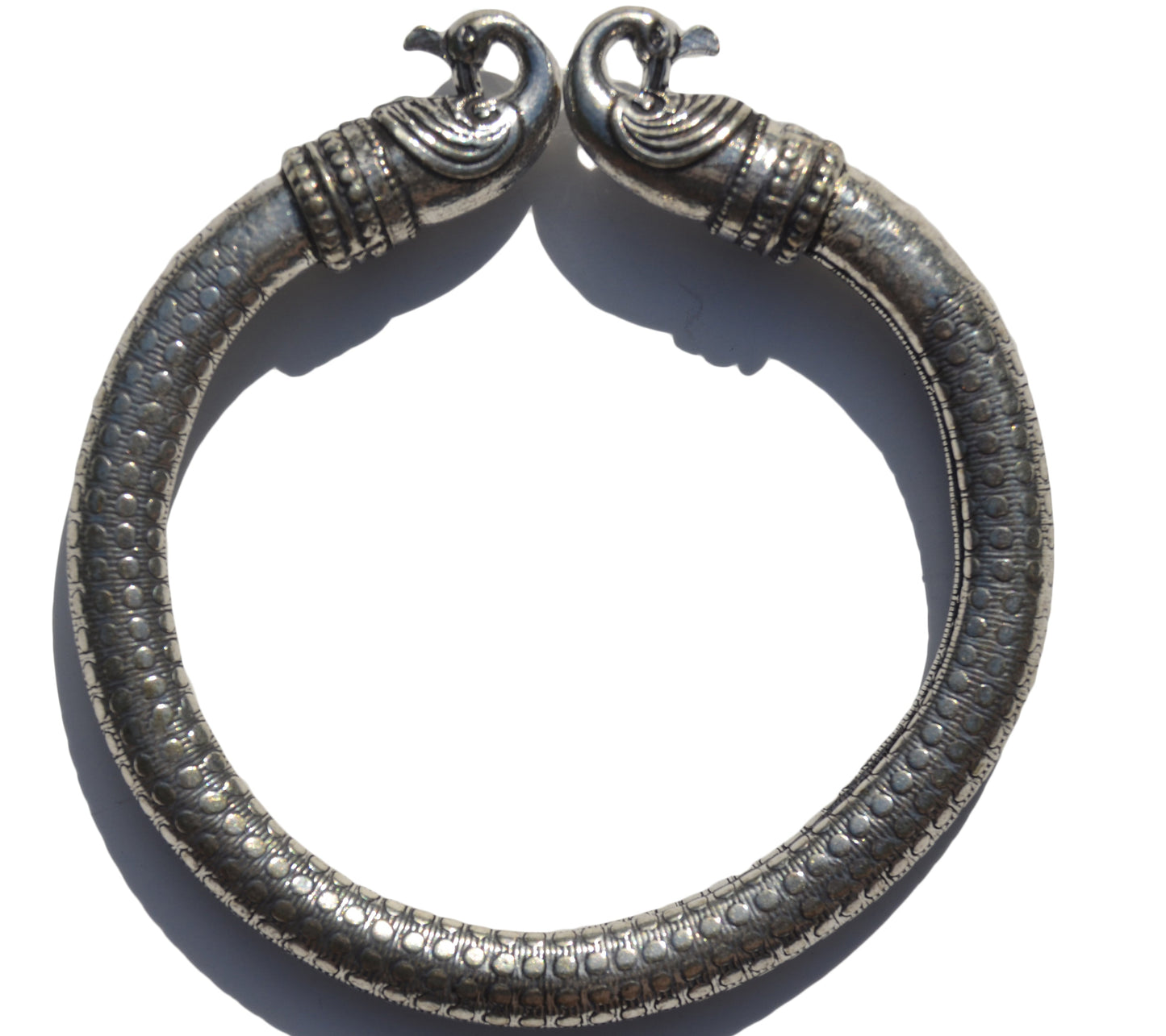 Antique Norse Peacock Head with Dotted Pattern Viking Bracelet