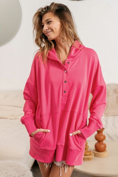 Slightly Stretchy Cozy Half Snap Thumbhole Long Sleeve Hoodie for Women